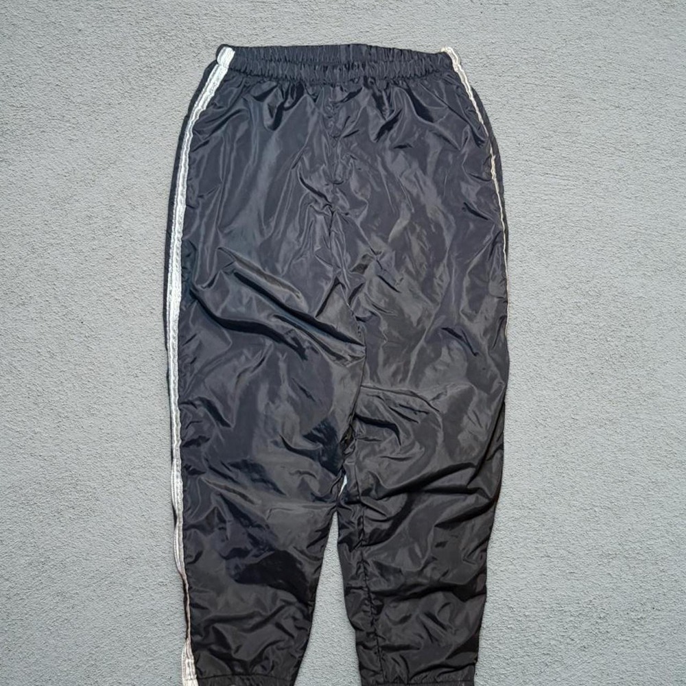 Vintage In Play 90s Track Pants Black White Side Stripe Nylon Joggers USA Made M